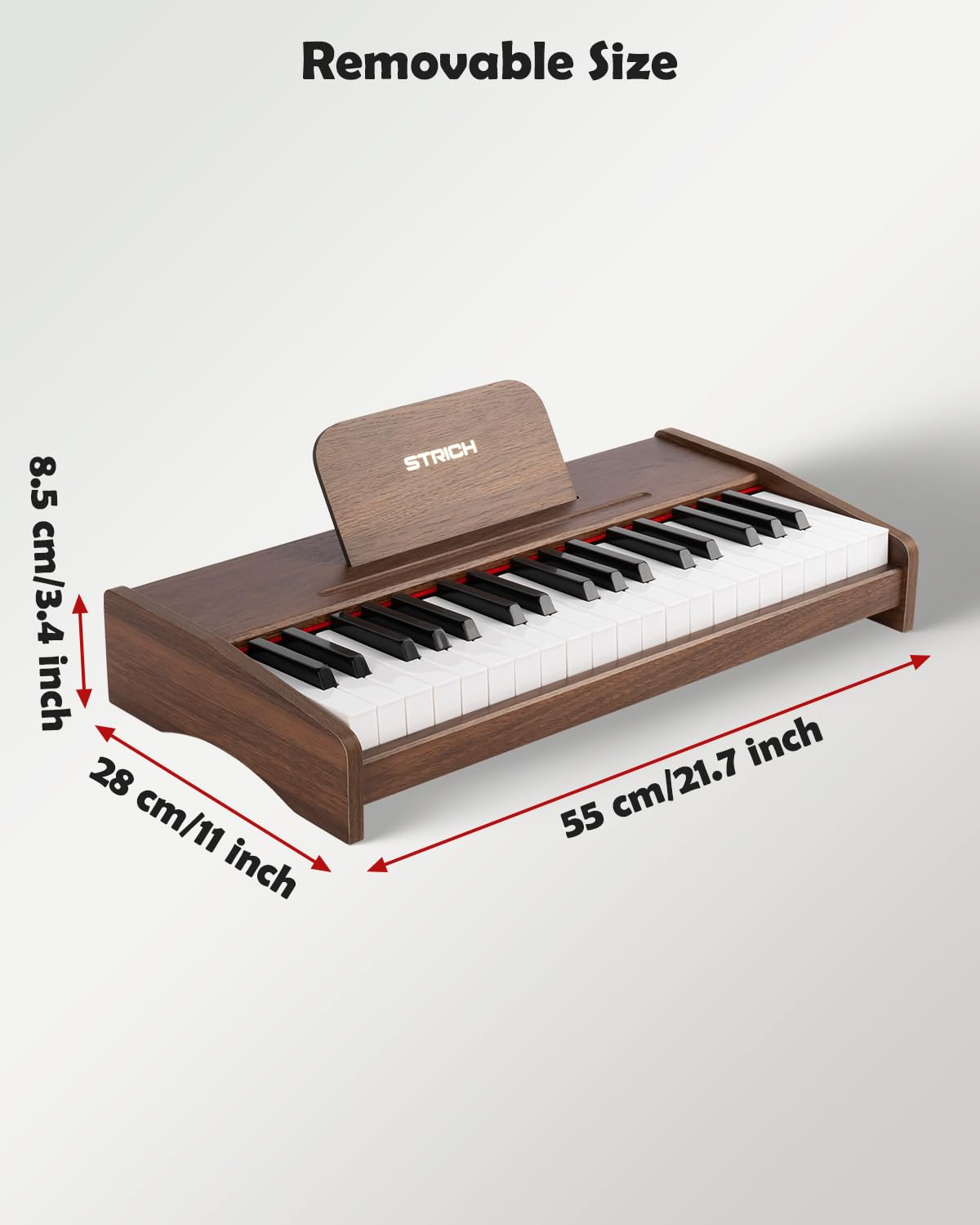 STRICH 37 Keys Kids Piano Keyboard, Mini Digital Piano for Kids, Volume Adjustable, Music Book, Wood Piano for 3+ Girls and Boys, Walnut Color, SEK-37 - Image 8