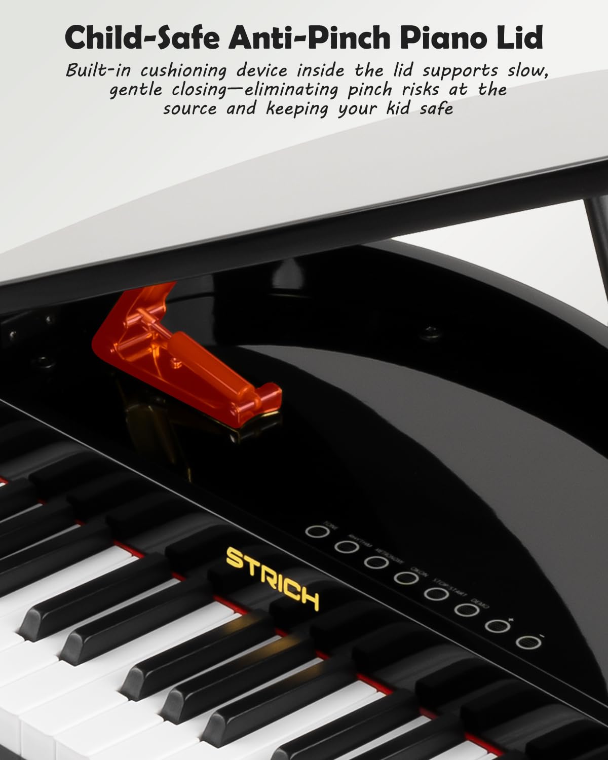 STRICH 37 Keys Kids Piano Keyboard Set, Mini Grand Digital Piano for Kids with Stand Chair, Wood Piano for 3+ Girls and Boys, Classic Black, SEK-60 - Image 6