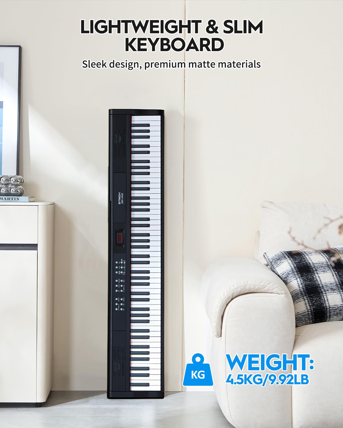 STRICH 88 Key Digital Piano Full Size Electric Keyboard with Semi-Weighted Sensitive Keys, Portable Electric Piano Set for Beginner, Bundle with Sustain Pedal, Headphones, Music Rest, SEP-150S - Image 5