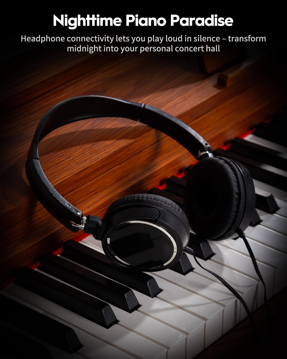 STRICH 88 Key Digital Piano, Hammer-Action Weighted Keyboard, Full Size Desk Cover Electric Piano Keyboard with Stand, 25Wx2 Speakers, Headphones, Three Pedal, SDP-350S(Color Mahogany) - Image 8