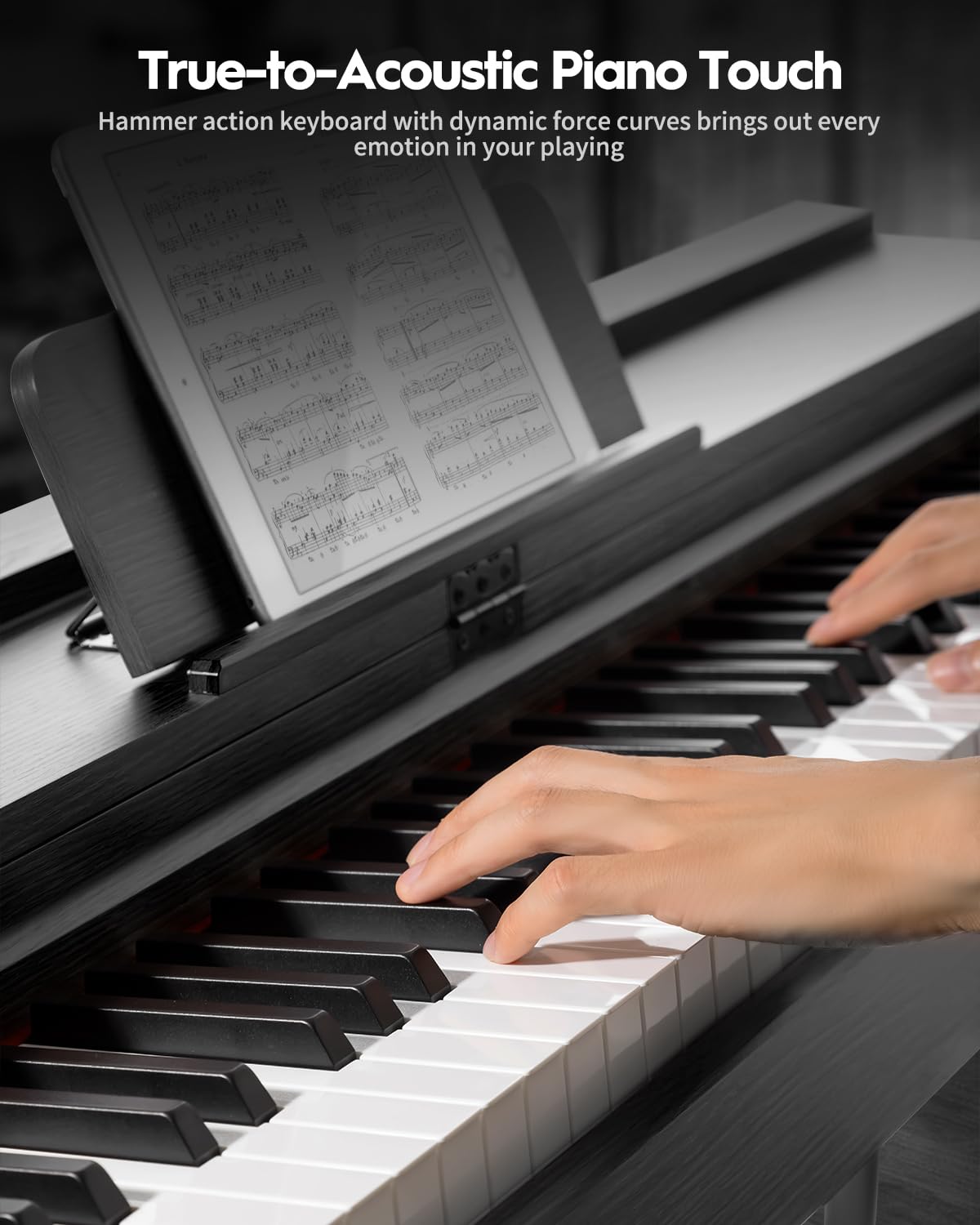 STRICH 88 Keys Digital Piano, Hammer-Action Fully Weighted Keyboard, Cover Designed Electric Piano Keyboard with Furniture Stand, Headphones, Three Pedal, Classic Black, SDP-350W - Image 3