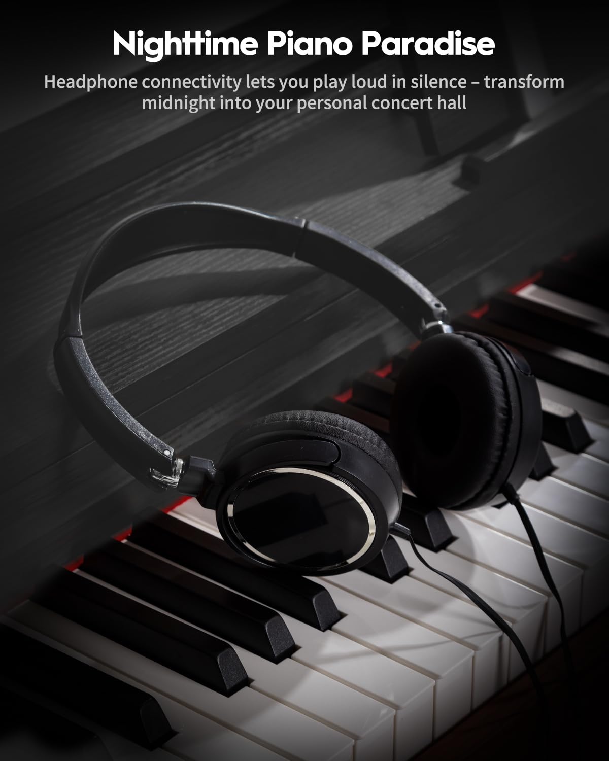 STRICH 88 Keys Digital Piano, Hammer-Action Fully Weighted Keyboard, Cover Designed Electric Piano Keyboard with Furniture Stand, Headphones, Three Pedal, Classic Black, SDP-350W - Image 8