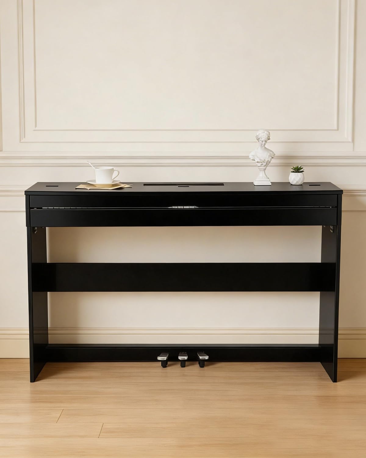 STRICH 88 Keys Digital Piano, Hammer-Action Fully Weighted Keyboard, Cover Designed Electric Piano Keyboard with Furniture Stand, Headphones, Three Pedal, Classic Black, SDP-350W - Image 9