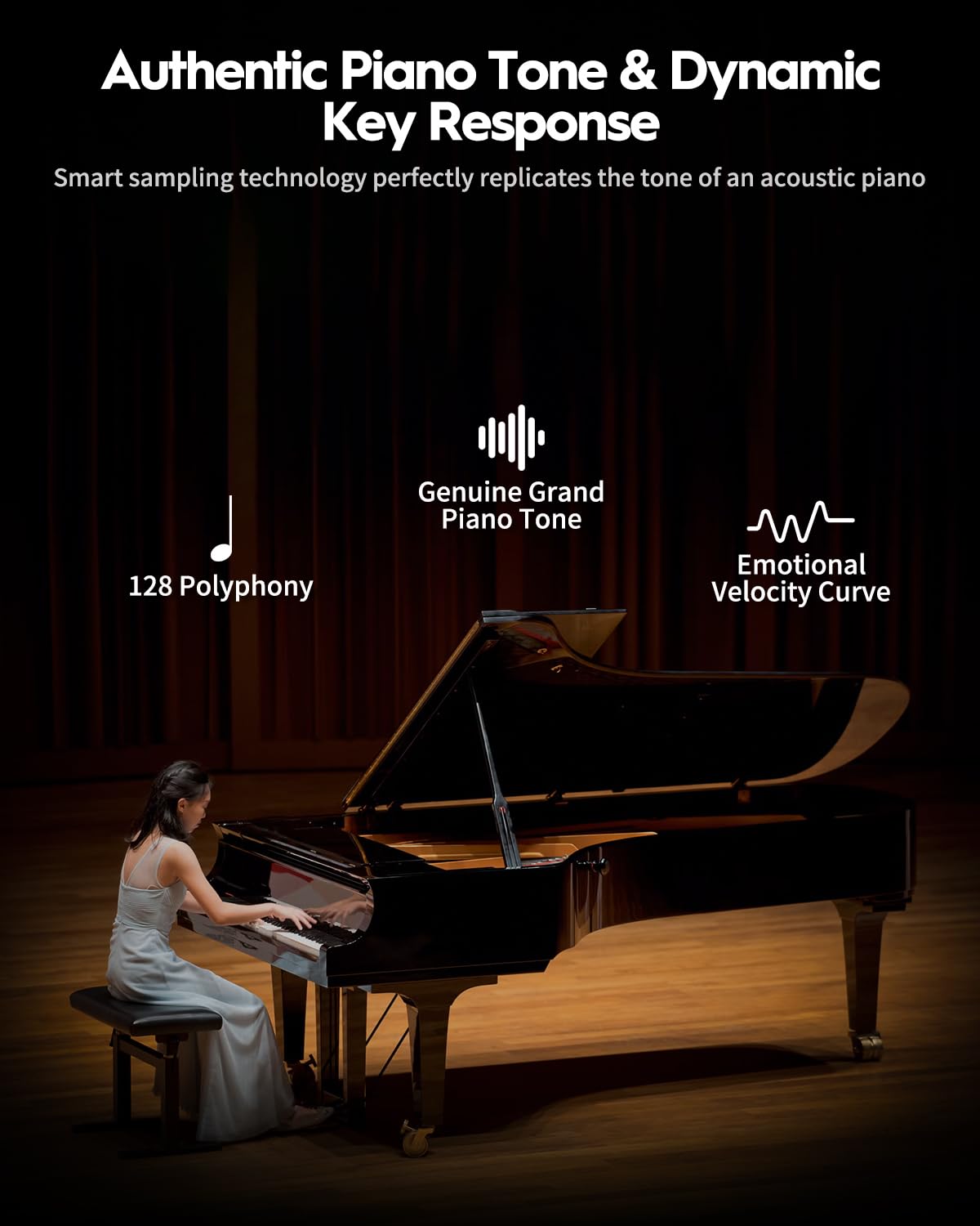 STRICH 88 Keys Digital Piano, Hammer-Action Fully Weighted Keyboard, Cover Designed Electric Piano Keyboard with Furniture Stand, Headphones, Three Pedal, Classic Black, SDP-500 - Image 3