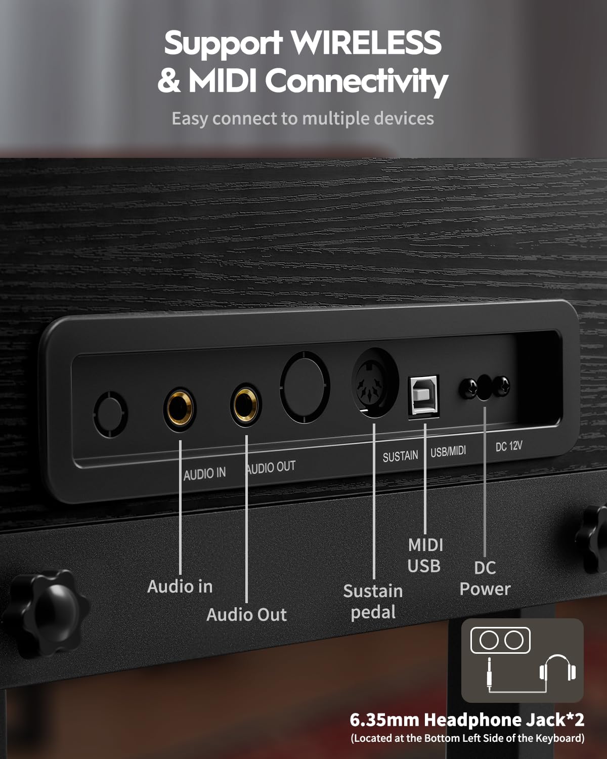 STRICH 88 Keys Digital Piano, Hammer-Action Fully Weighted Keyboard, Cover Designed Electric Piano Keyboard with Furniture Stand, Headphones, Three Pedal, Classic Black, SDP-500 - Image 5