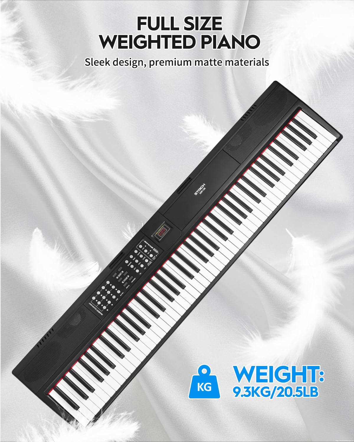 STRICH 88 Keys Weighted Keyboard with Sustain Pedal, Hammer-Action Digital Piano, 2x15W Built-In Speakers, Full-size Electric Piano Keyboard Supports USB-MIDI/Wireless Connect, SDP-120 - Image 4