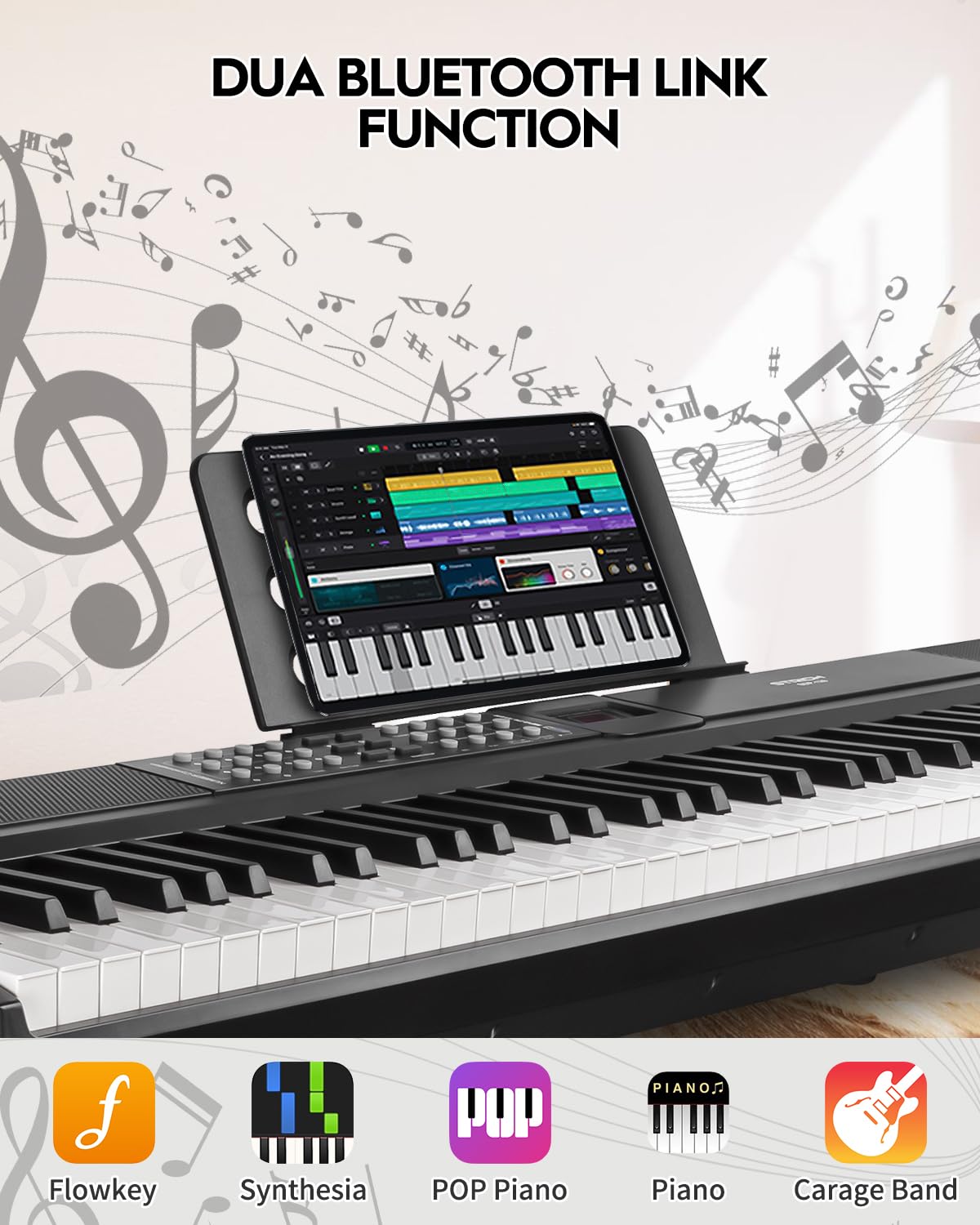 STRICH 88 Keys Weighted Keyboard with Sustain Pedal, Hammer-Action Digital Piano, 2x15W Built-In Speakers, Full-size Electric Piano Keyboard Supports USB-MIDI/Wireless Connect, SDP-120 - Image 6