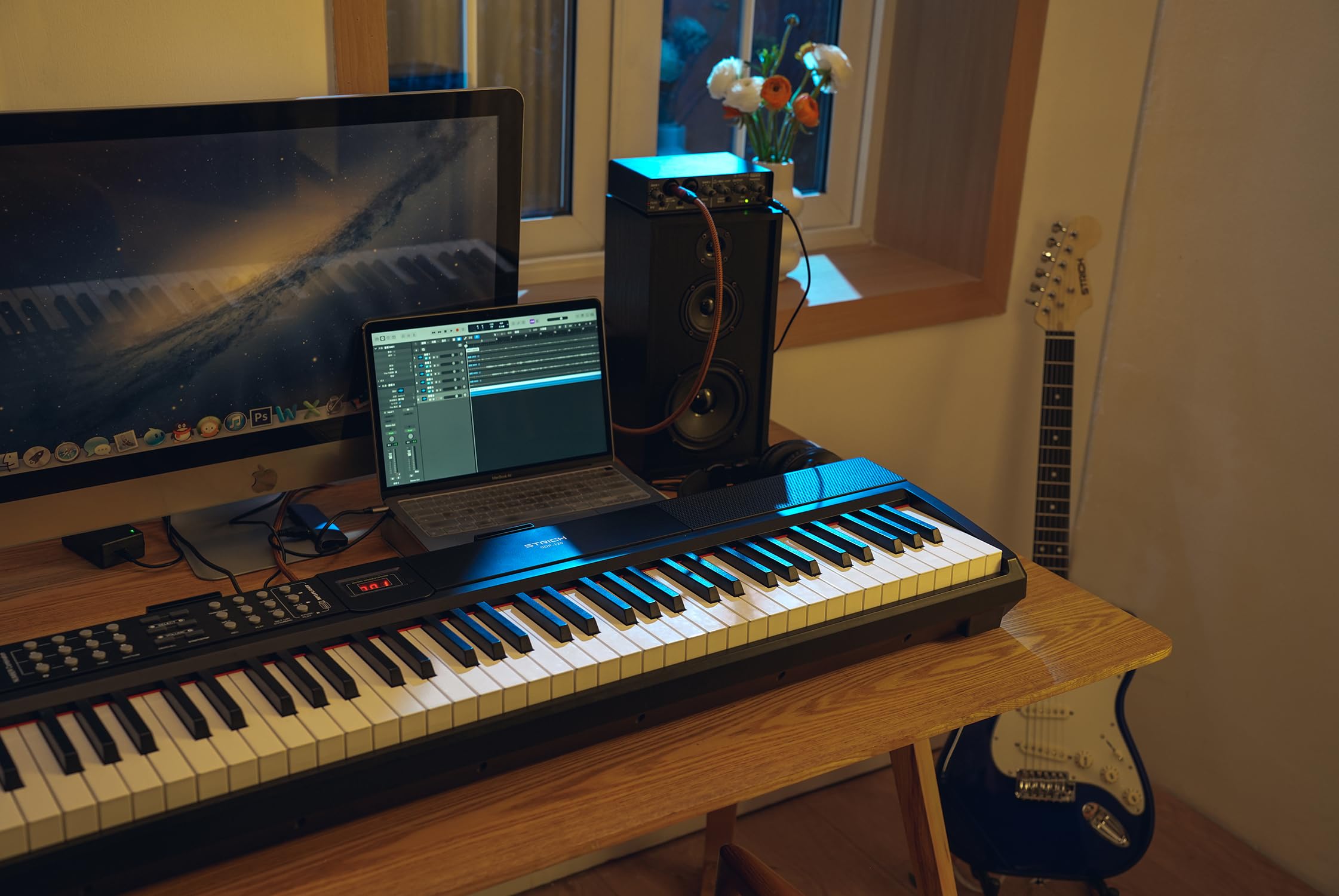 STRICH 88 Keys Weighted Keyboard with Sustain Pedal, Hammer-Action Digital Piano, 2x15W Built-In Speakers, Full-size Electric Piano Keyboard Supports USB-MIDI/Wireless Connect, SDP-120 - Image 8