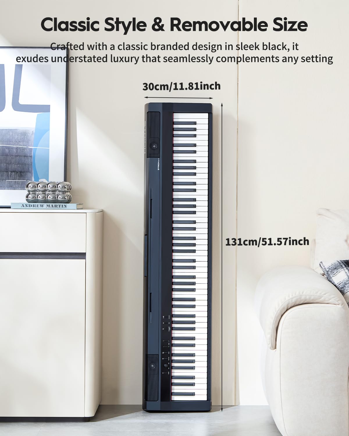 STRICH Digital Piano 88 Key Full Size Weighted Keyboard, Hammer-Action Portable Electric Piano For Beginner Adults, Bundle With Sustain Pedal, Piano Stickers, Music Rest, Black, SDP-P7 - Image 6