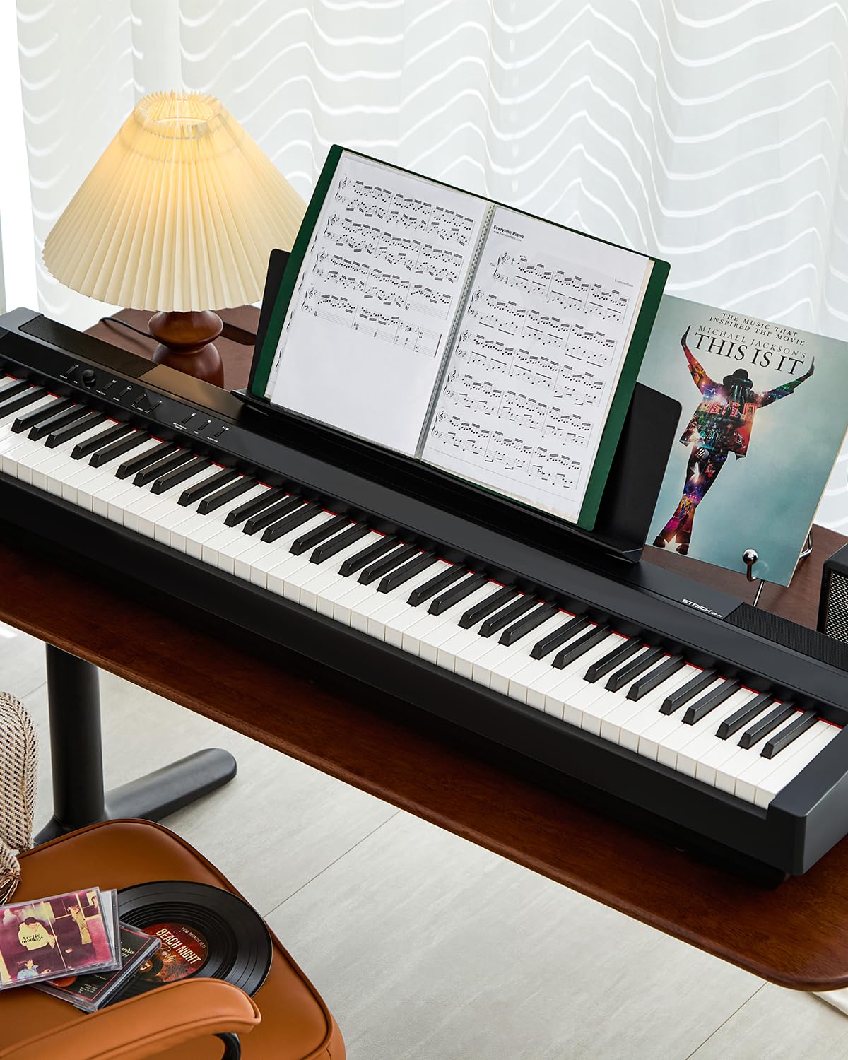 STRICH Digital Piano 88 Key Full Size Weighted Keyboard, Hammer-Action Portable Electric Piano For Beginner Adults, Bundle With Sustain Pedal, Piano Stickers, Music Rest, Black, SDP-P7 - Image 9