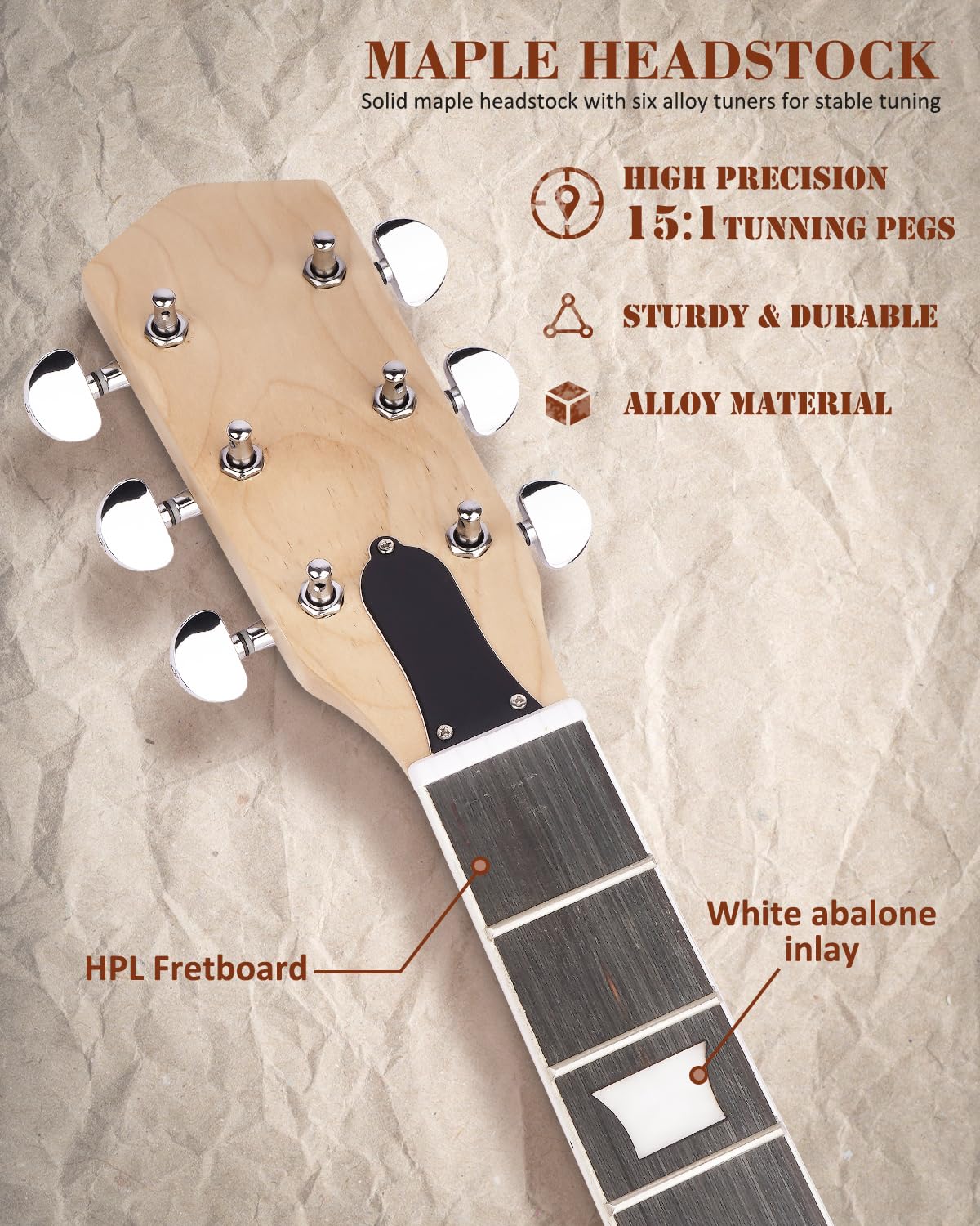 STRICH DIY Electric Guitar Kit, LP Style Mahogany Body & Maple Neck Guitar with HH Pickups, Easy to Assemble Kit with All Parts Included – Build Your Own Electric Guitar SLP-D30 - Image 6