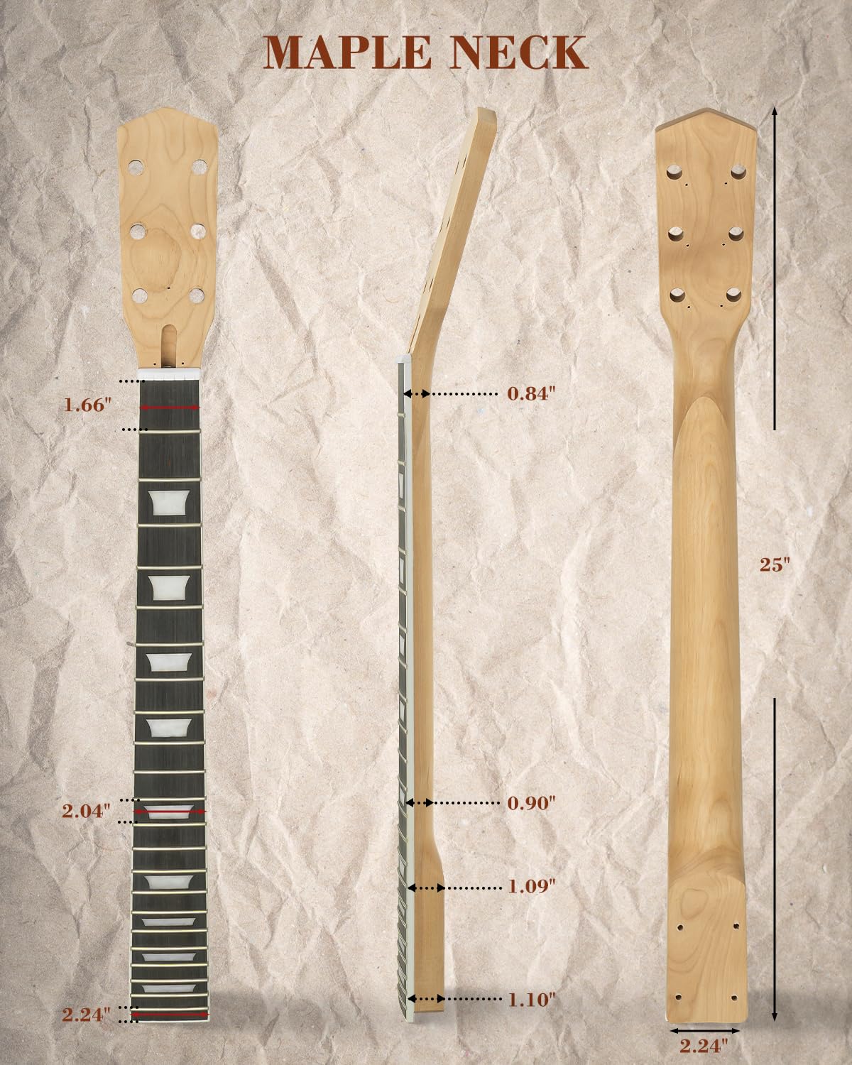 STRICH DIY Electric Guitar Kit, LP Style Mahogany Body & Maple Neck Guitar with HH Pickups, Easy to Assemble Kit with All Parts Included – Build Your Own Electric Guitar SLP-D30 - Image 7