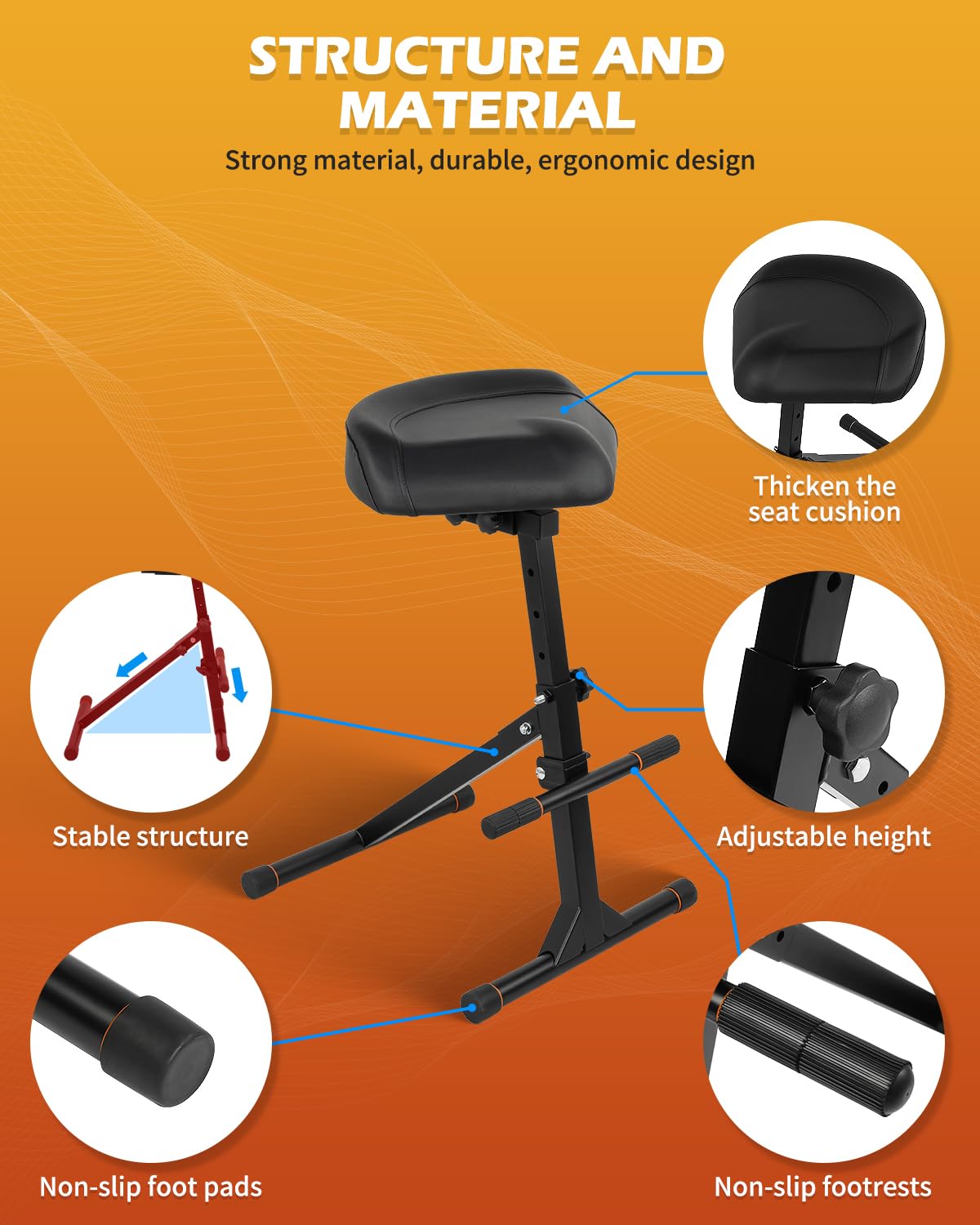 STRICH Guitar Stool, Height Adjustable Guitar Seat, Adjustable Footrest Guitar Chair for Kids Adults Guitarist, Portable and Foldable Drum Stool Throne for Drummer (SGT-20) - Image 4