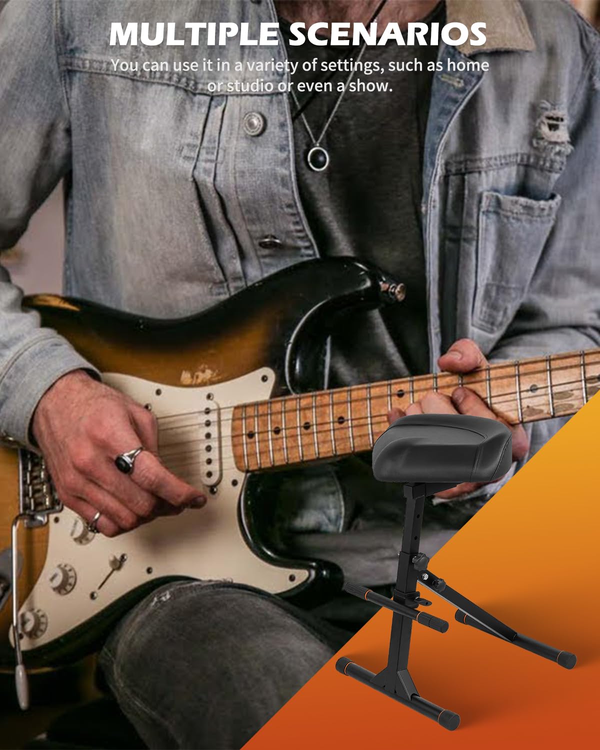 STRICH Guitar Stool, Height Adjustable Guitar Seat, Adjustable Footrest Guitar Chair for Kids Adults Guitarist, Portable and Foldable Drum Stool Throne for Drummer (SGT-20) - Image 7