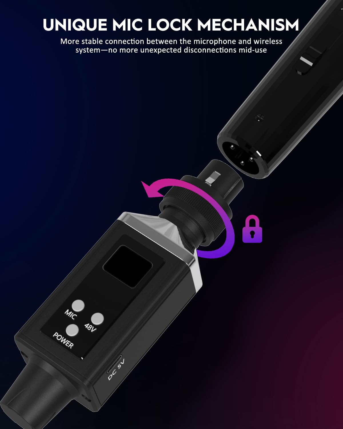 STRICH M3 UHF Wireless Microphone XLR Transmitter and Receiver 16 Channels, 164 ft Range, Plug-on Wireless Mic Adapter for Dynamic & Condenser Mic, Compatible with Audio Mixer, PA System - Image 10