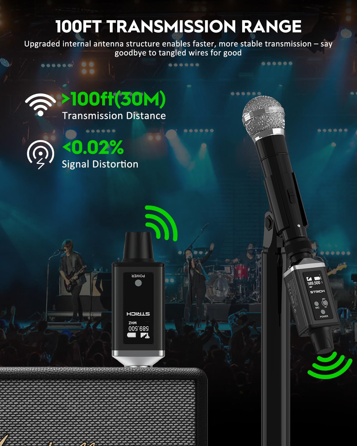 STRICH M3 UHF Wireless Microphone XLR Transmitter and Receiver 16 Channels, 164 ft Range, Plug-on Wireless Mic Adapter for Dynamic & Condenser Mic, Compatible with Audio Mixer, PA System - Image 4