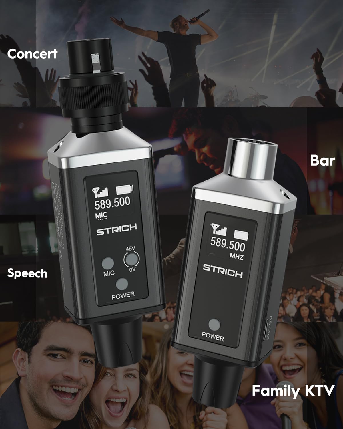 STRICH M3 UHF Wireless Microphone XLR Transmitter and Receiver 16 Channels, 164 ft Range, Plug-on Wireless Mic Adapter for Dynamic & Condenser Mic, Compatible with Audio Mixer, PA System - Image 7