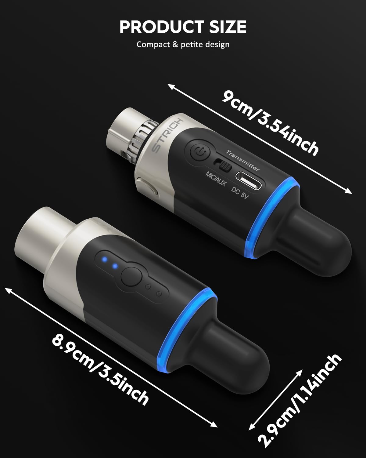 STRICH M5 UHF Wireless XLR Microphone System, 4-Channel Transmitter & Receiver for Dynamic Mic, 200ft Range, ＜1ms Latency, Compatible with Audio Mixer/PA Speaker - Image 9