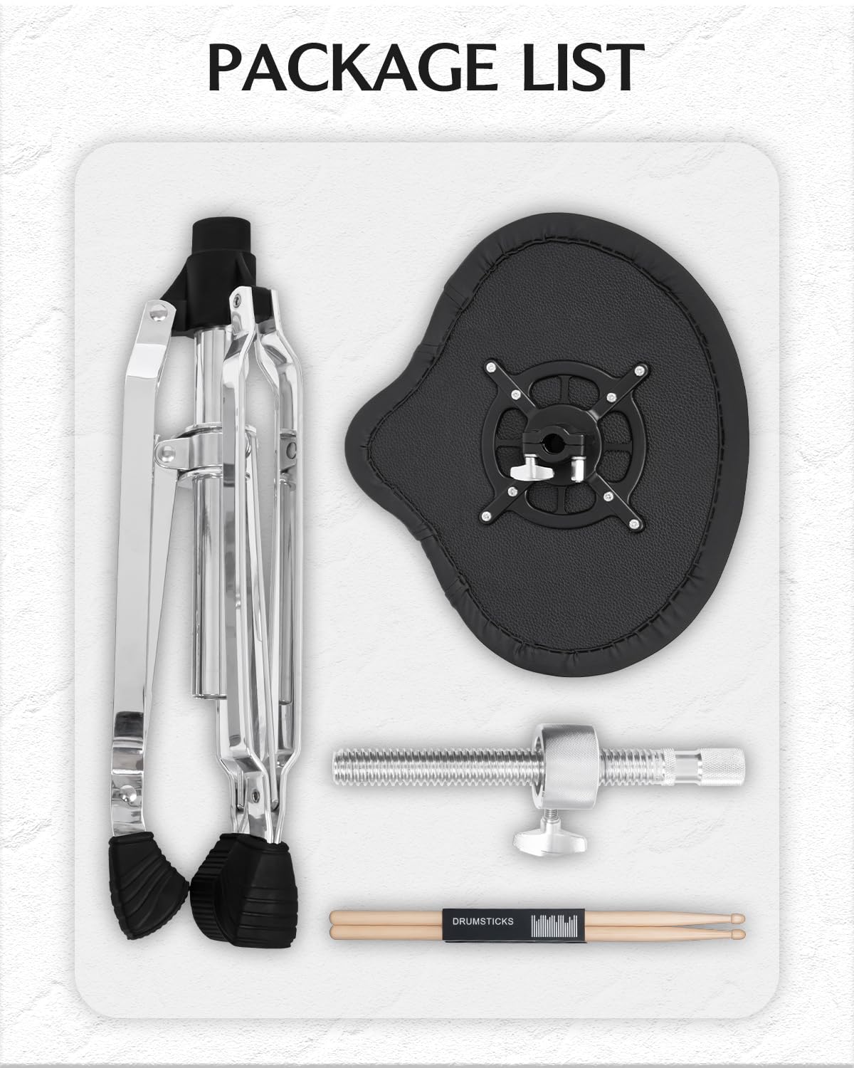 STRICH Saddle Drum Throne Seat, Swivel Adjustable Padded Drum Stool, Heavy Duty Motorcycle Style Widened Drum Chair Guitar Stool with 5A Drumsticks, SDB-30 - Image 8