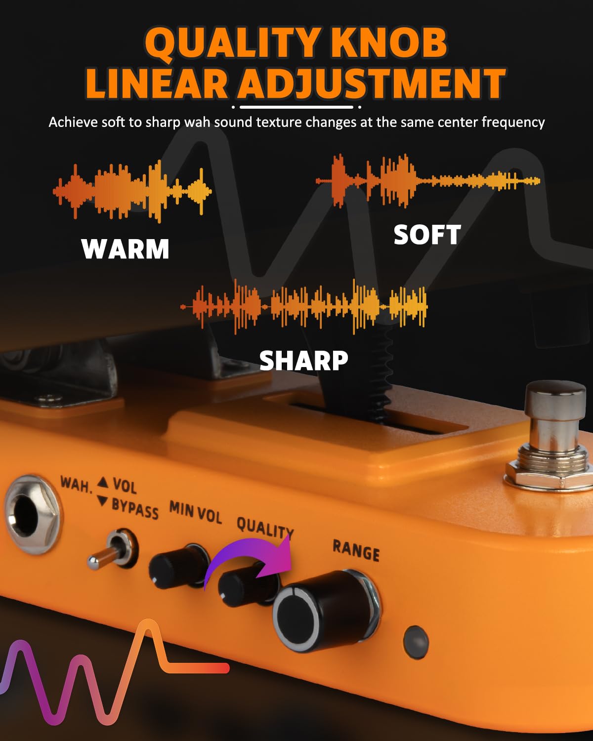 STRICH SW-2 Guitar Wah & Volume Pedal with a Power Supply, 2 in 1 Combo Effects Pedal for Electric Guitar, Vintage Wah Tone with Active Volume Control, Full-Size Lightweight Design - Image 4