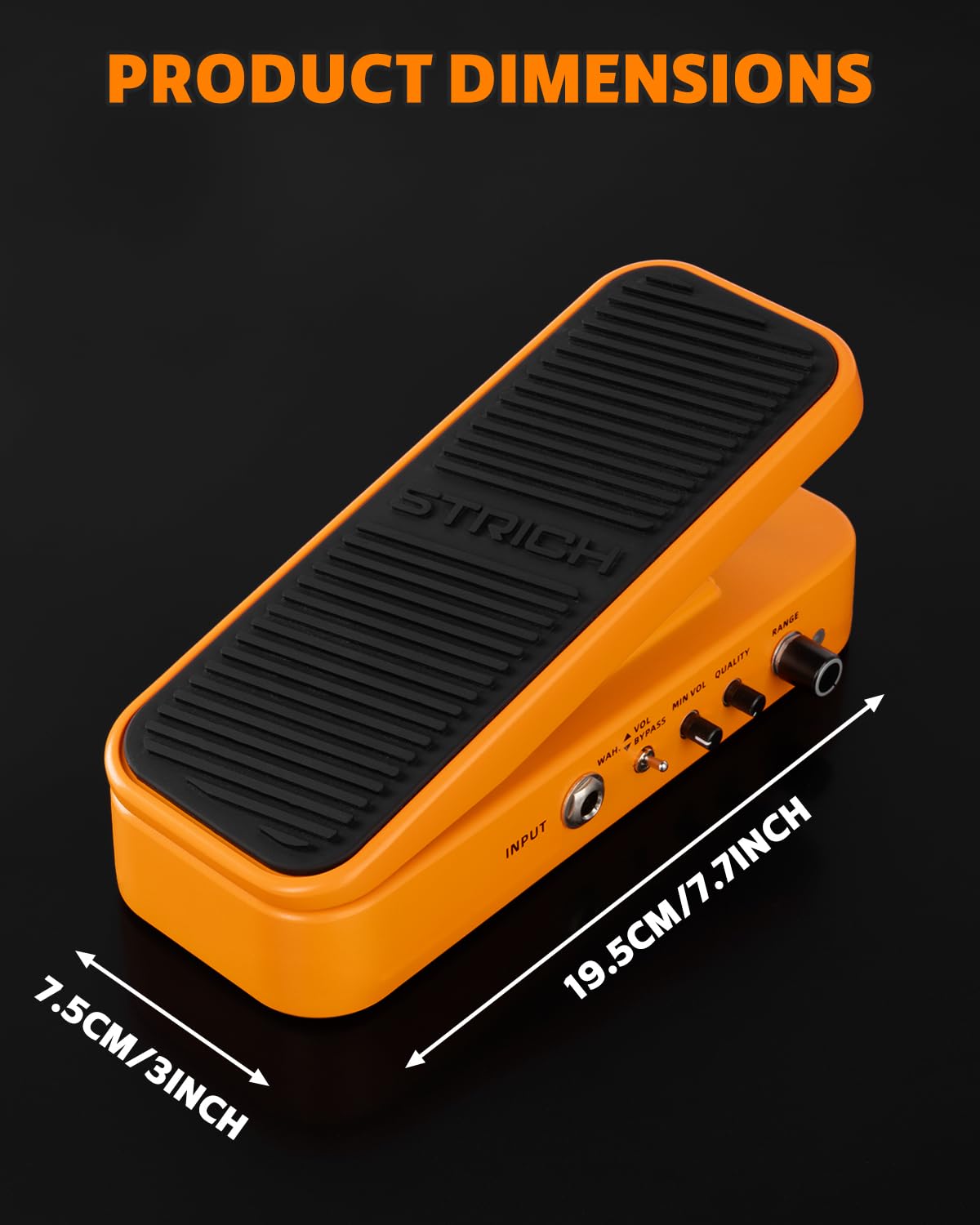 STRICH SW-2 Guitar Wah & Volume Pedal with a Power Supply, 2 in 1 Combo Effects Pedal for Electric Guitar, Vintage Wah Tone with Active Volume Control, Full-Size Lightweight Design - Image 8